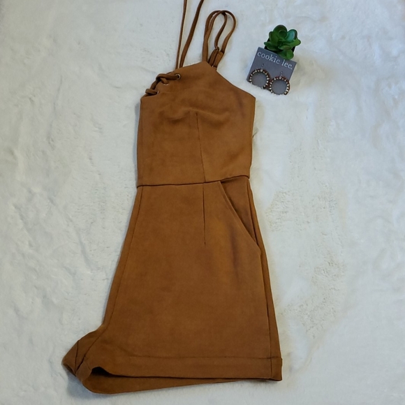 "HOLOGRAM" TAN FAUX SUEDE ROMPER! - Picture 3 of 6